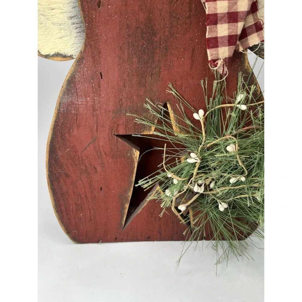 Primitive Wood Angel Rustic Farmhouse Country Shelf Sitter